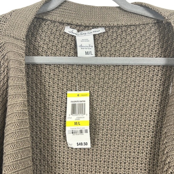 American‎ Rag Cie Cinder Cocoon Neutral Cardigan Sweater M/L Open Front NWT - Picture 2 of 11